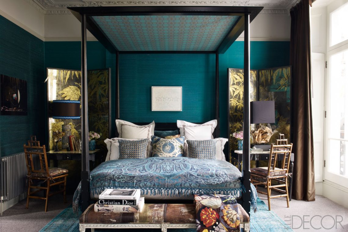 elegant blue bedroom room interior decor