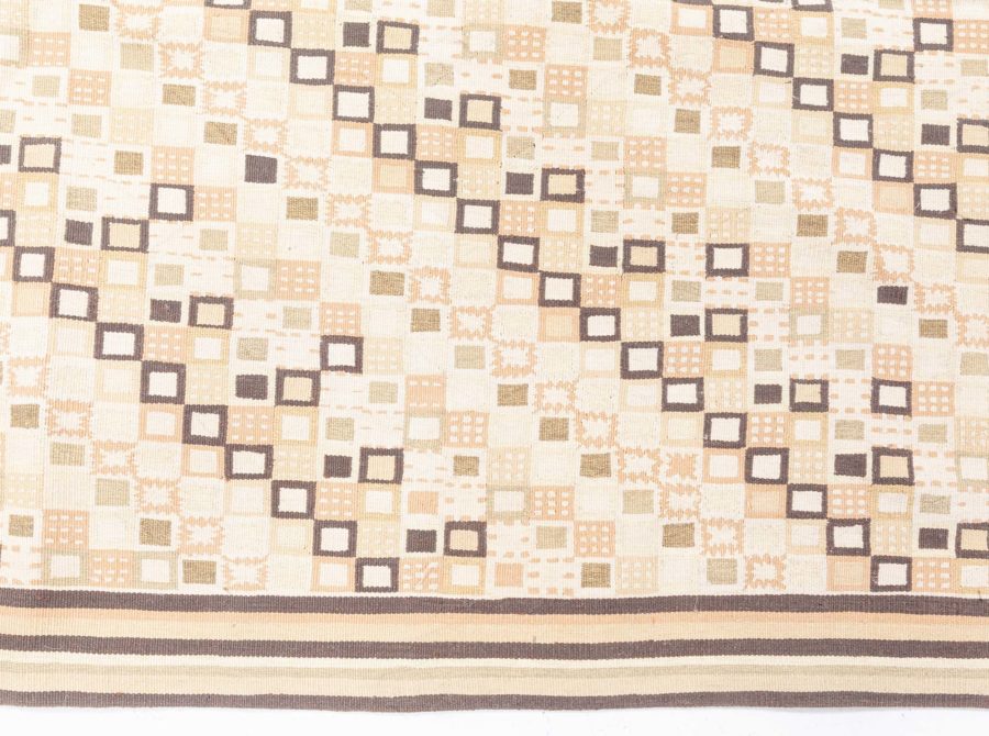 Doris Leslie Blau Collection Swedish Design Beige and Brown Flat-Weave Wool Rug N11497