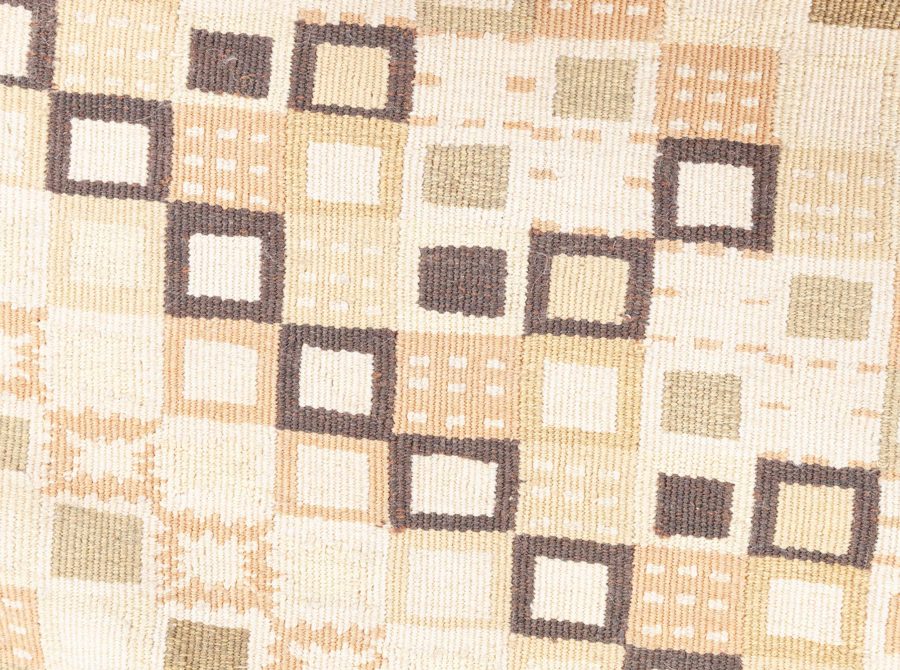 Doris Leslie Blau Collection Swedish Design Beige and Brown Flat-Weave Wool Rug N11497
