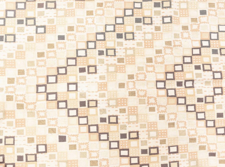 Doris Leslie Blau Collection Swedish Design Beige and Brown Flat-Weave Wool Rug N11497