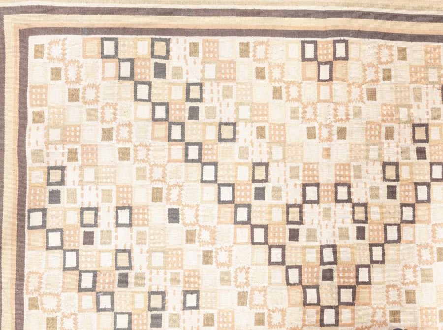 Doris Leslie Blau Collection Swedish Design Beige and Brown Flat-Weave Wool Rug N11497
