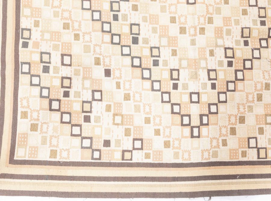 Doris Leslie Blau Collection Swedish Design Beige and Brown Flat-Weave Wool Rug N11497