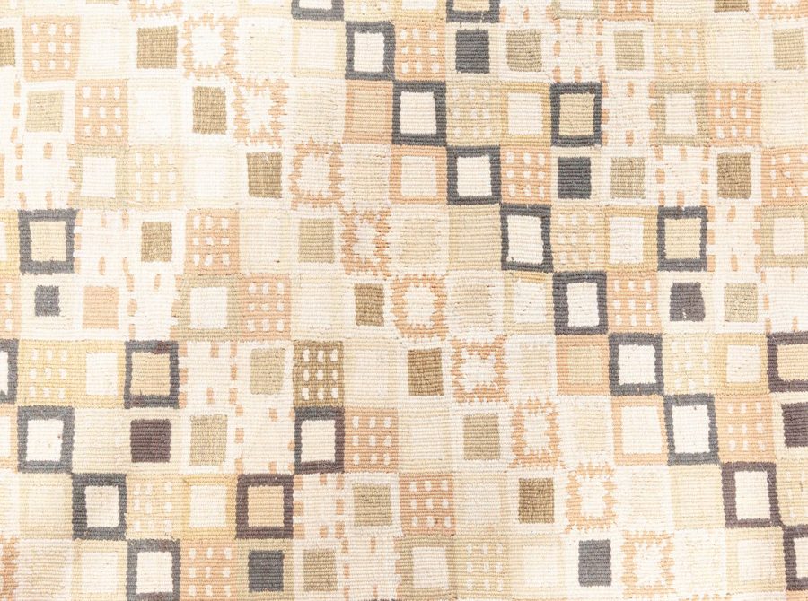 Doris Leslie Blau Collection Swedish Design Beige and Brown Flat-Weave Wool Rug N11497