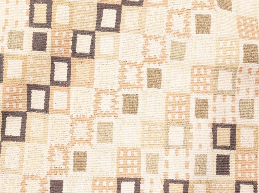 Doris Leslie Blau Collection Swedish Design Beige and Brown Flat-Weave Wool Rug N11497