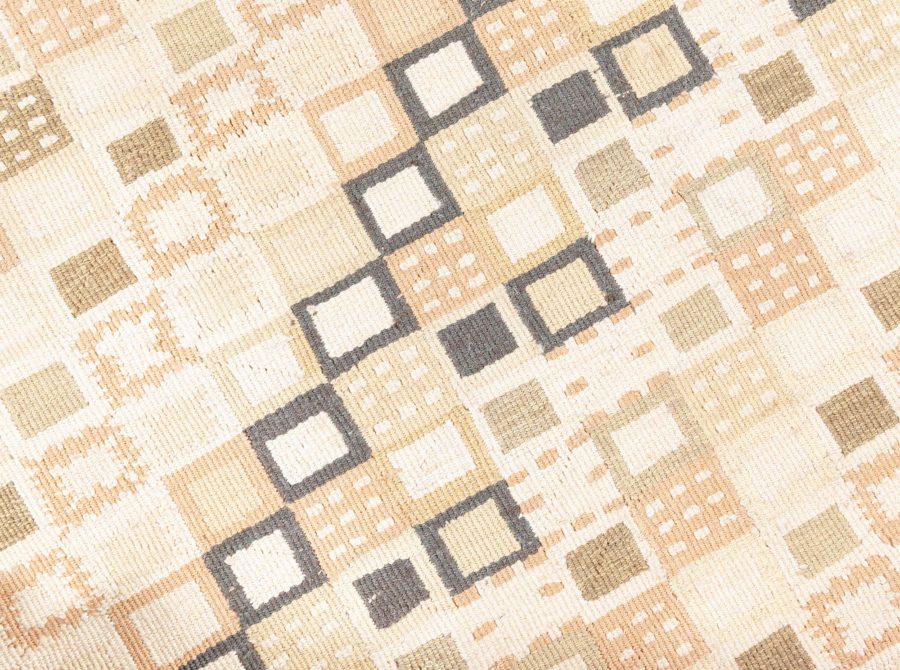 Doris Leslie Blau Collection Swedish Design Beige and Brown Flat-Weave Wool Rug N11497