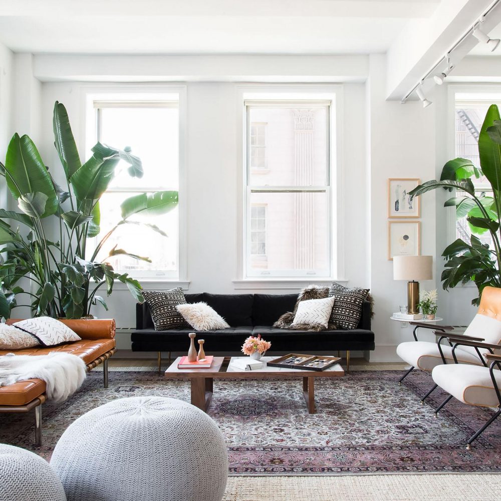 pantone greenery interior indoor plants bohemian antique rug interior decor design interior decor trends 2017