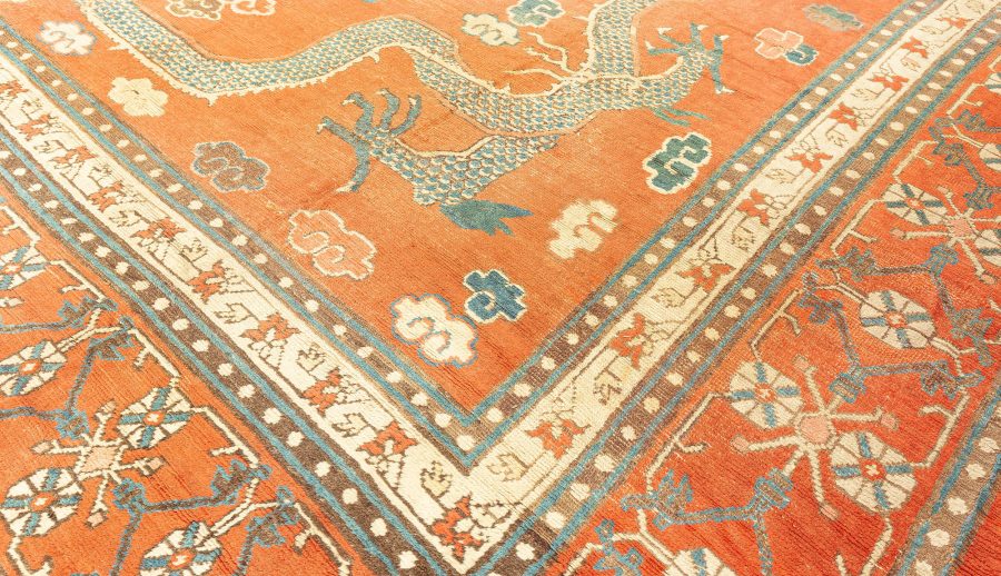 Early 20th Century Chinese Royal Crimson and Blue Handwoven Wool Rug BB6360