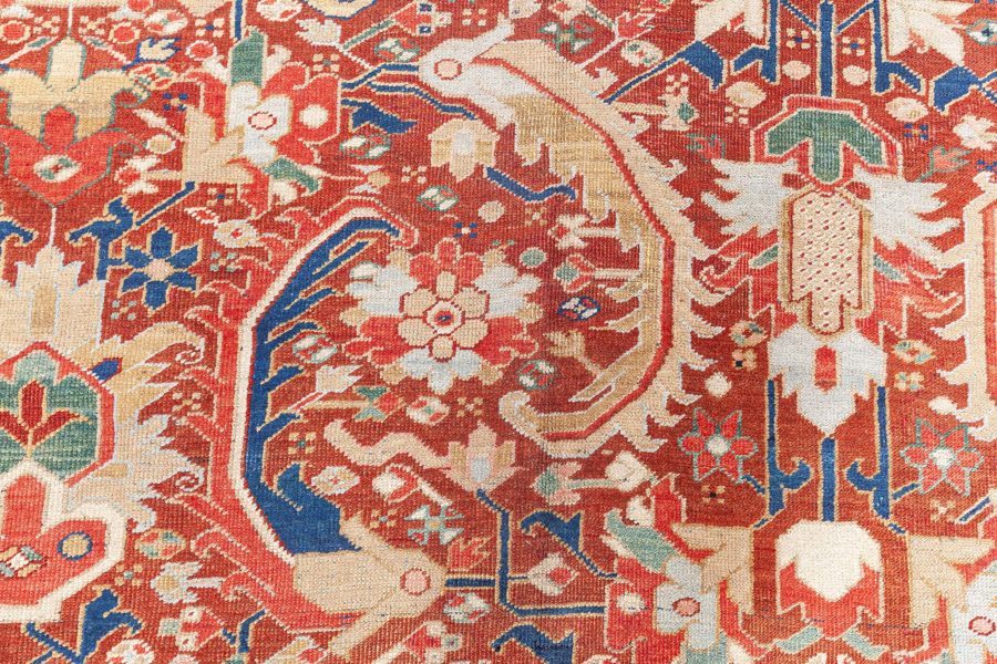 Early 20th Century Colorful Persian Heriz Handwoven Wool Carpet BB7203