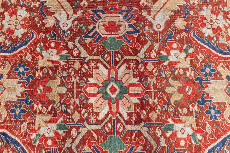 Early 20th Century Colorful Persian Heriz Handwoven Wool Carpet BB7203