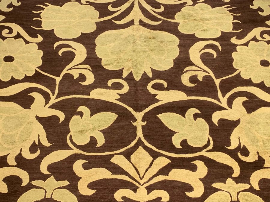 Doris Leslie Blau Collection European Inspired Gold, Brown Handmade Wool Rug N11555