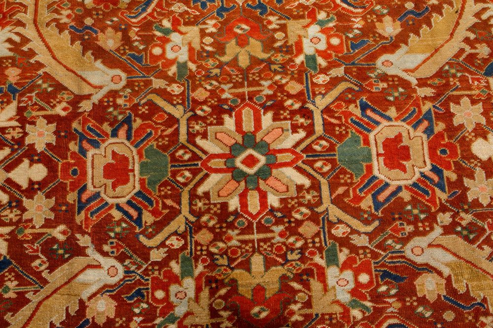 Early 20th Century Colorful Persian Heriz Handwoven Wool Carpet BB7203