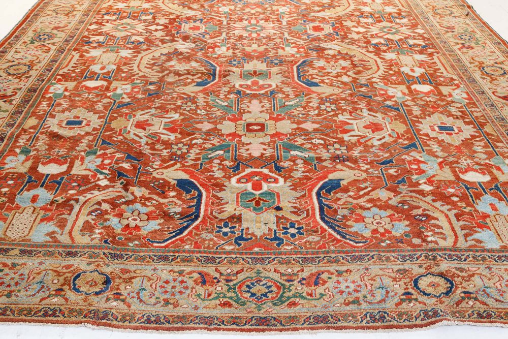 Early 20th Century Colorful Persian Heriz Handwoven Wool Carpet BB7203