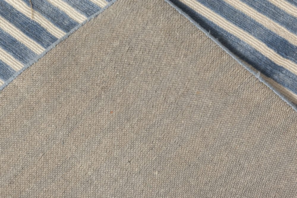 Doris Leslie Blau Collection Blue, White Striped Hand Tufted Rug N11561