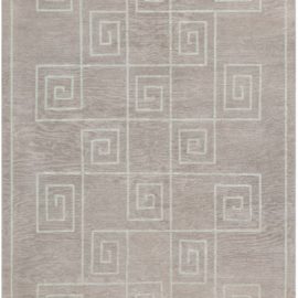 Contemporary Geometric Greek Key Design Dusty Pink Handmade Carpet “Spira” N11512