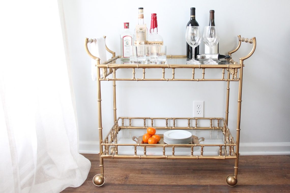bar cart elegant modern interior decor, elegant living room, abstract painting, art in living room, glamour interior
