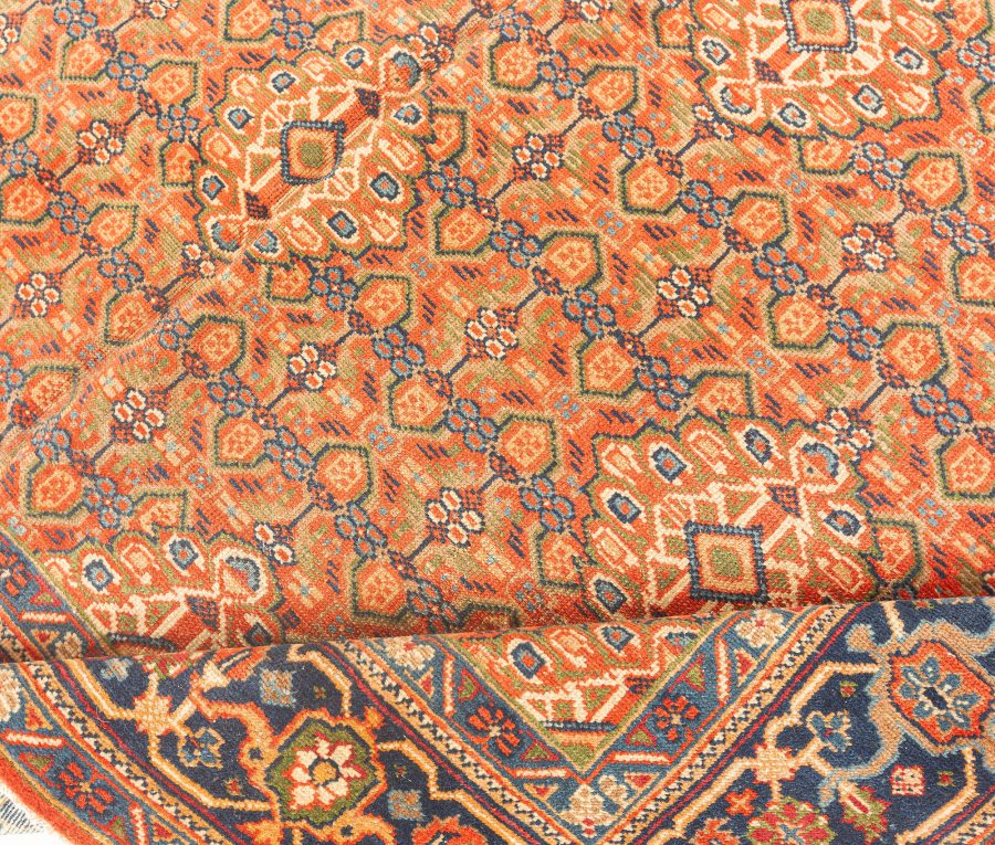 Midcentury Persian Sultanabad Wool Rug in Navy Blue, Greenish, Grey and Beige BB6389