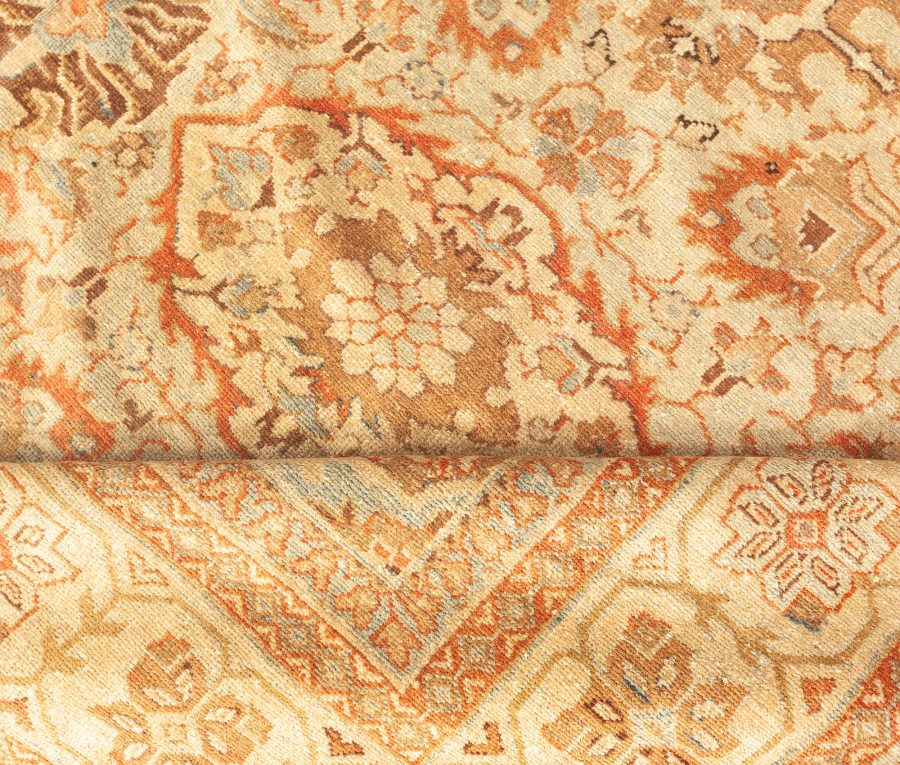 Mid-20th Century Persian Sultanabad Botanic Brown Handmade Wool Carpet BB6390