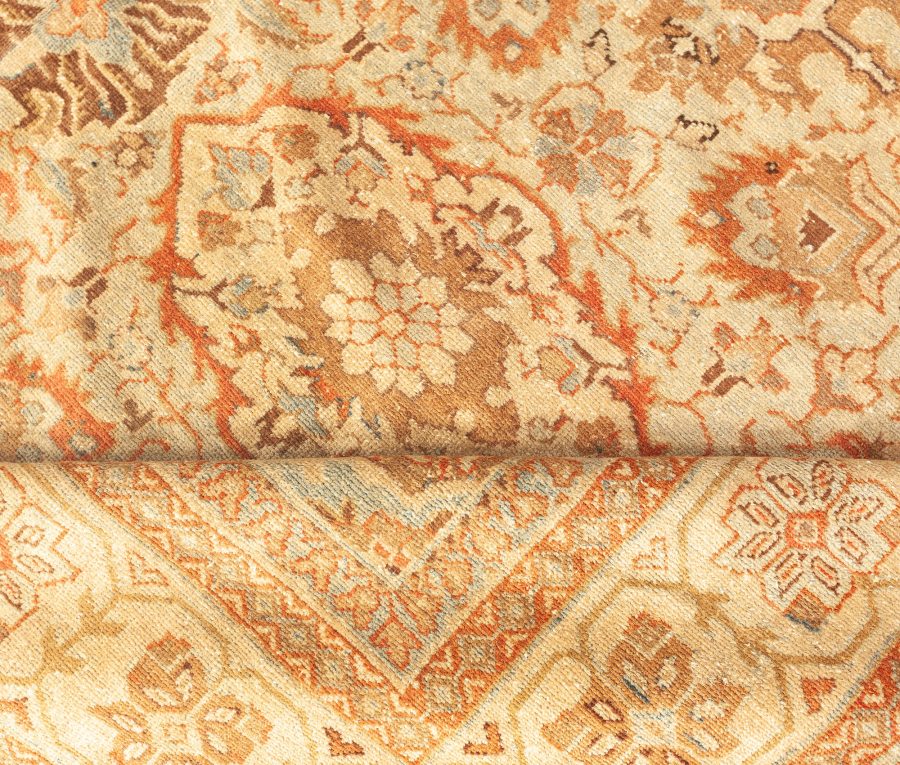 Mid-20th Century Persian Sultanabad Botanic Brown Handmade Wool Carpet BB6390