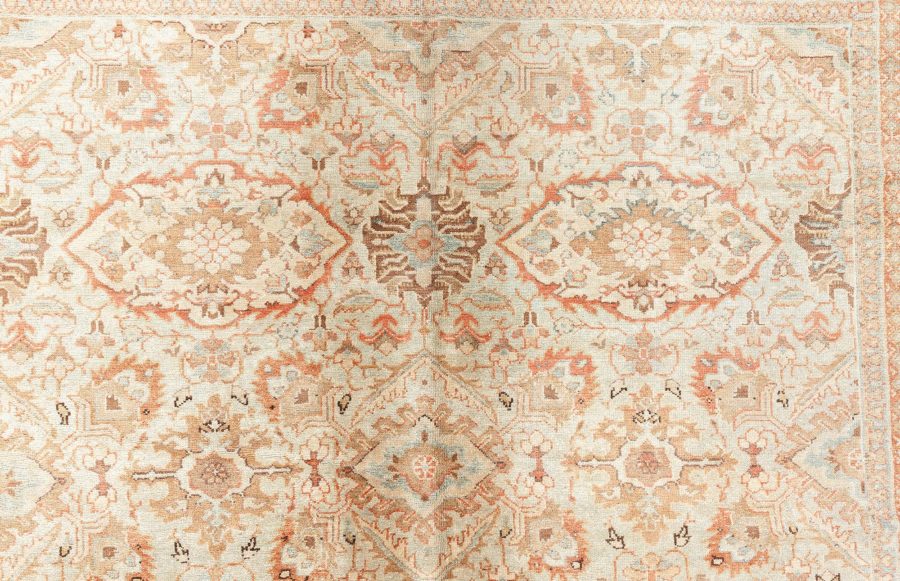 Mid-20th Century Persian Sultanabad Botanic Brown Handmade Wool Carpet BB6390