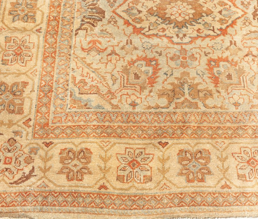 Mid-20th Century Persian Sultanabad Botanic Brown Handmade Wool Carpet BB6390