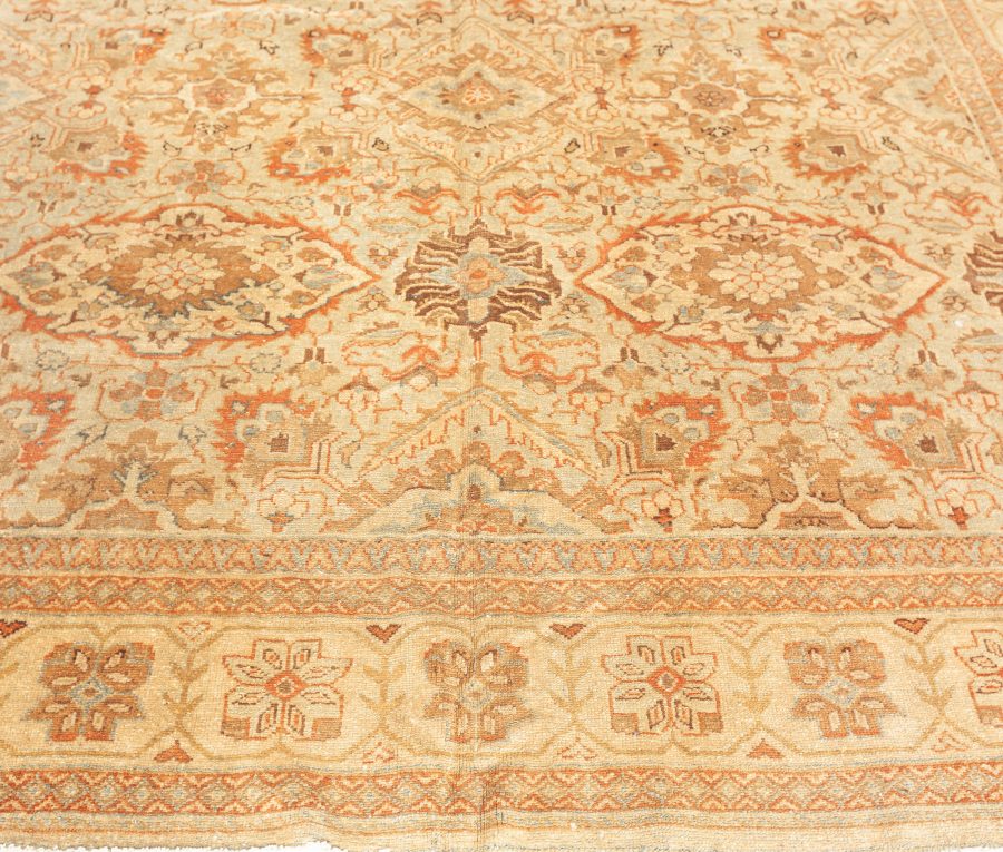 Mid-20th Century Persian Sultanabad Botanic Brown Handmade Wool Carpet BB6390