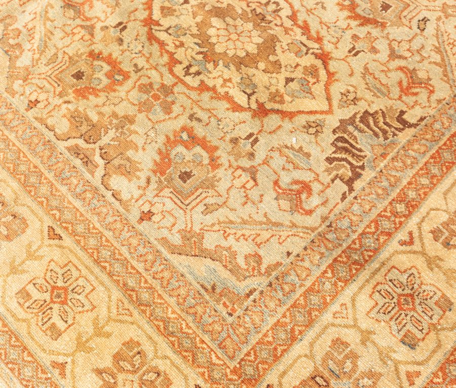 Mid-20th Century Persian Sultanabad Botanic Brown Handmade Wool Carpet BB6390