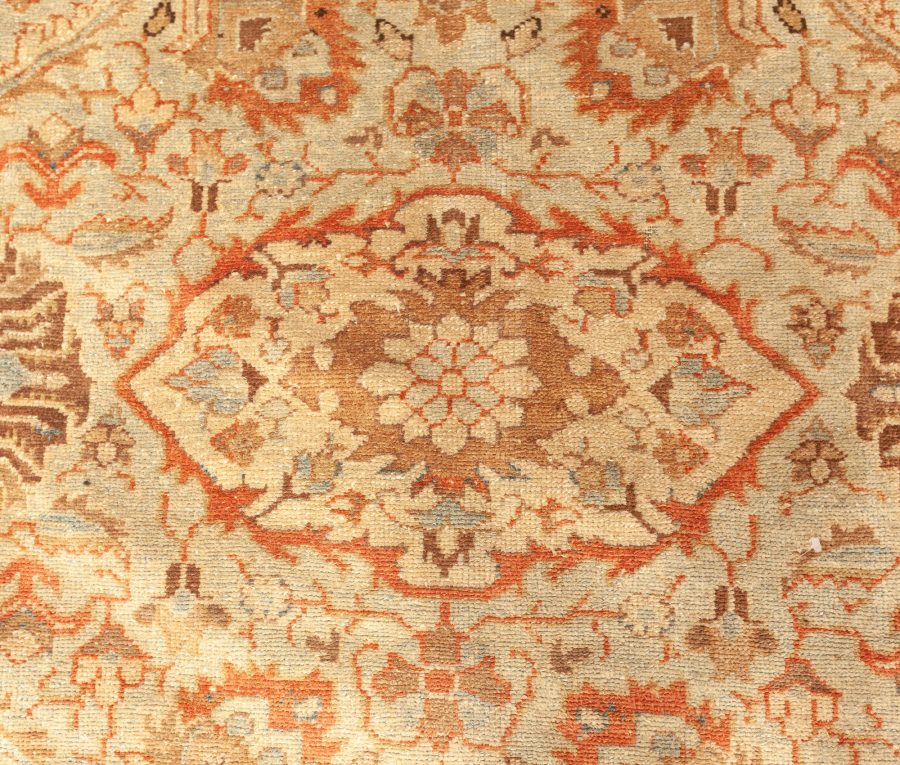 Mid-20th Century Persian Sultanabad Botanic Brown Handmade Wool Carpet BB6390