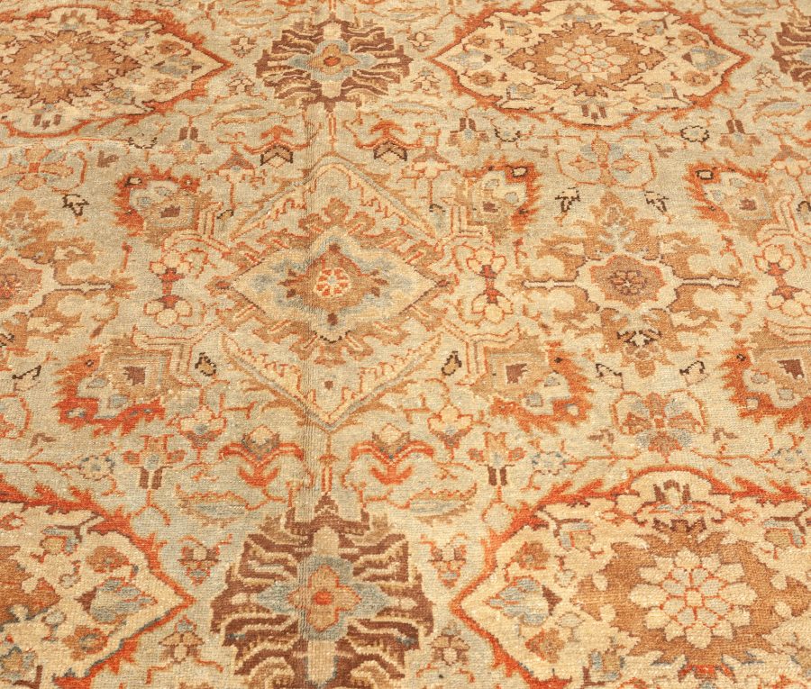 Mid-20th Century Persian Sultanabad Botanic Brown Handmade Wool Carpet BB6390