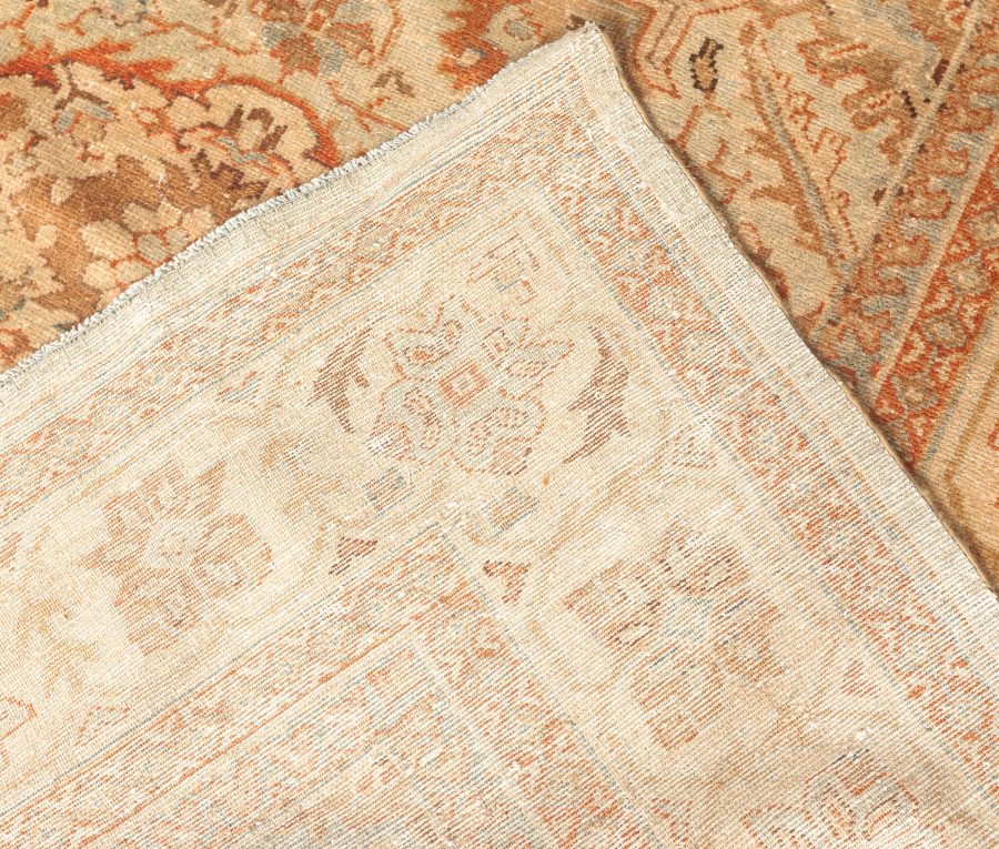 Mid-20th Century Persian Sultanabad Botanic Brown Handmade Wool Carpet BB6390