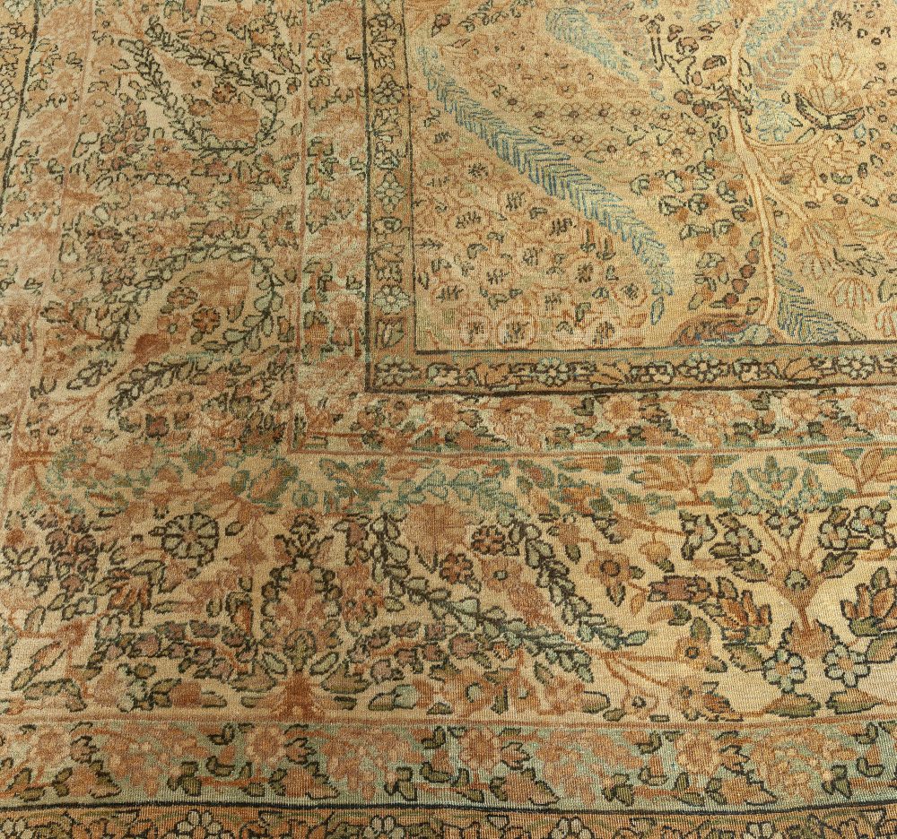 Authentic Early 20th Century Persian Kirman Botanic Carpet BB6391