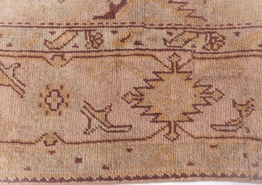 Antique Turkish Oushak Sandy Beige and Light Brown Handwoven Wool Rug BB6392