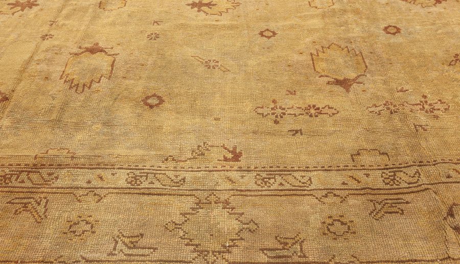 Antique Turkish Oushak Sandy Beige and Light Brown Handwoven Wool Rug BB6392