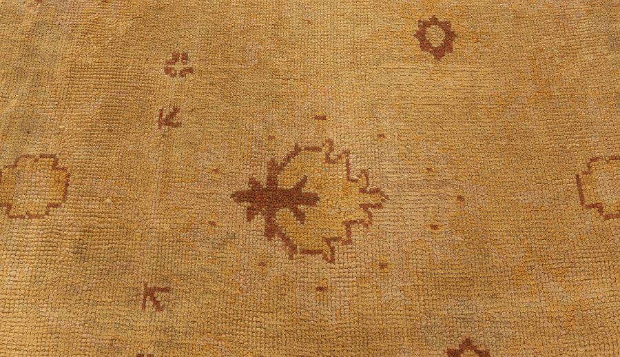 Antique Turkish Oushak Sandy Beige and Light Brown Handwoven Wool Rug BB6392