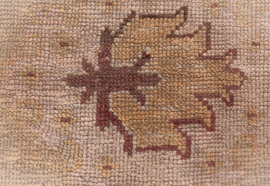 Antique Turkish Oushak Sandy Beige and Light Brown Handwoven Wool Rug BB6392