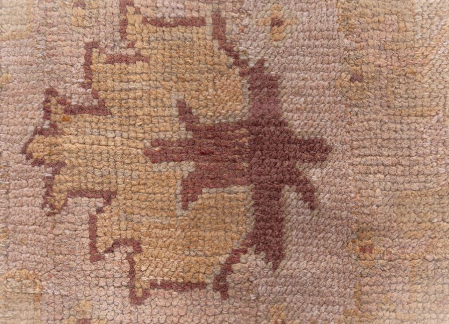 Antique Turkish Oushak Sandy Beige and Light Brown Handwoven Wool Rug BB6392