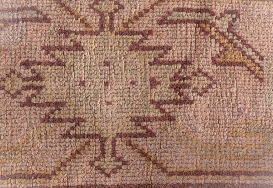 Antique Turkish Oushak Sandy Beige and Light Brown Handwoven Wool Rug BB6392