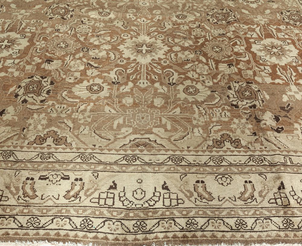 Antique Persian Malayer Brown Handwoven Wool Rug BB6393