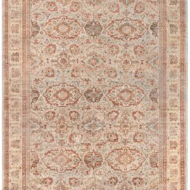 Antique Sultanabad Persian Allover Geometric Warm Tan Hand-Knotted Wool Rug – Circa 1935 BB6390