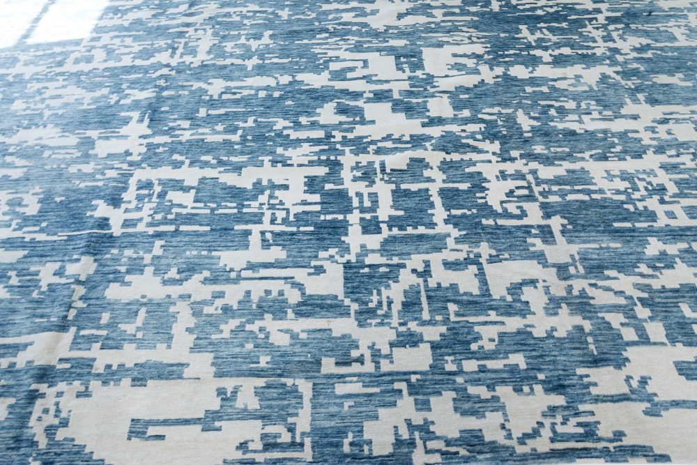 Doris Leslie Blau Collection Contemporary Oversized Blue, White Aqua Element Rug N11580