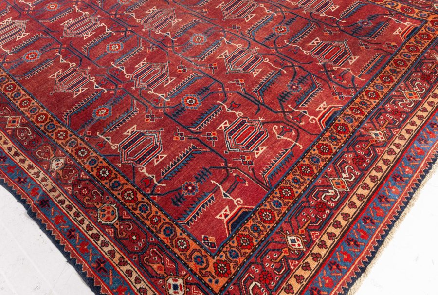 Midcentury Samarkand Red Handmade Wool Rug BB6400