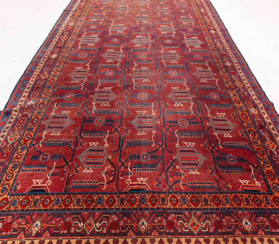 Midcentury Samarkand Red Handmade Wool Rug BB6400