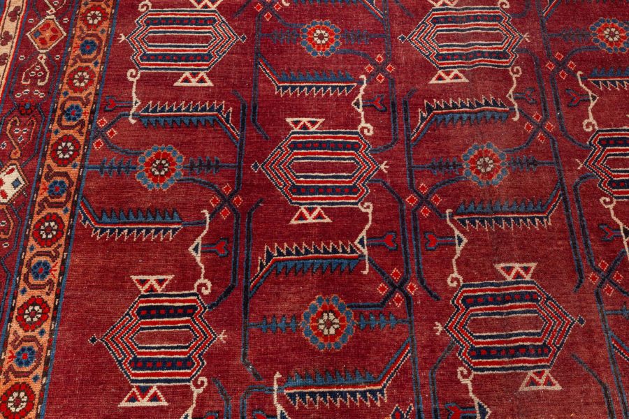Midcentury Samarkand Red Handmade Wool Rug BB6400