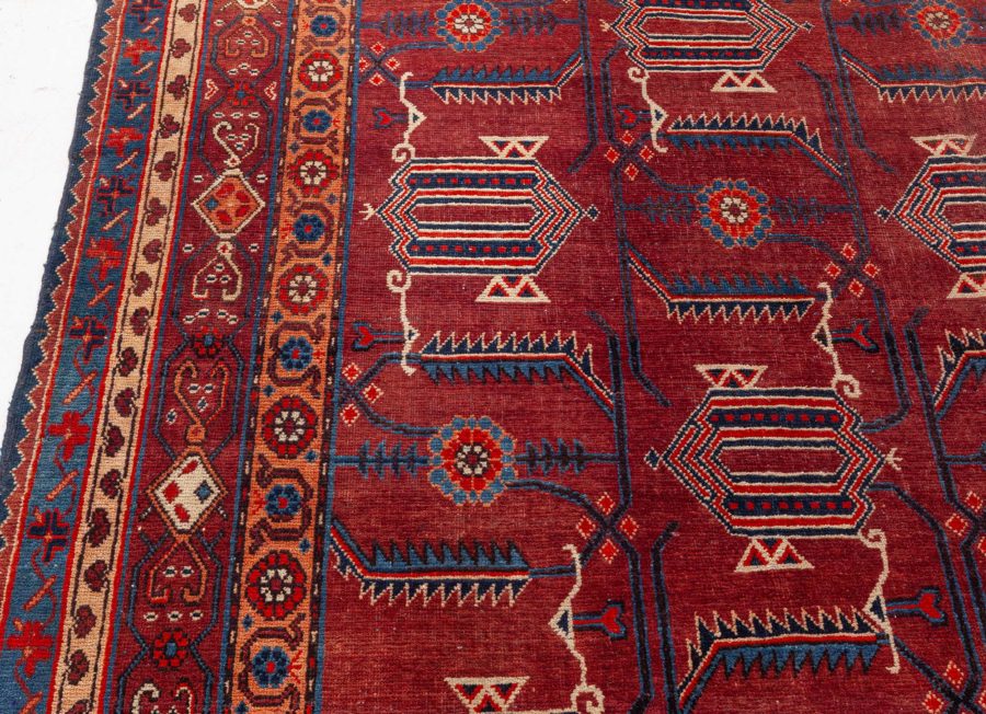 Midcentury Samarkand Red Handmade Wool Rug BB6400