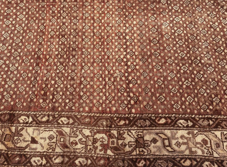 Antique Persian Malayer Chocolate Brown, Sandy Beige Hand Knotted Wool Rug BB6417