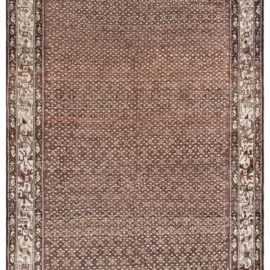 Antique Malayer Persian Allover Geometric Cream Beige Hand-Knotted Wool Rug – Circa 1900 BB6417
