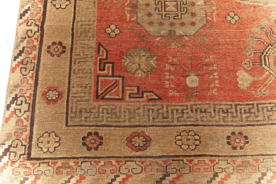 Midcentury Samarkand Red and Brown Handmade Wool Rug BB6416