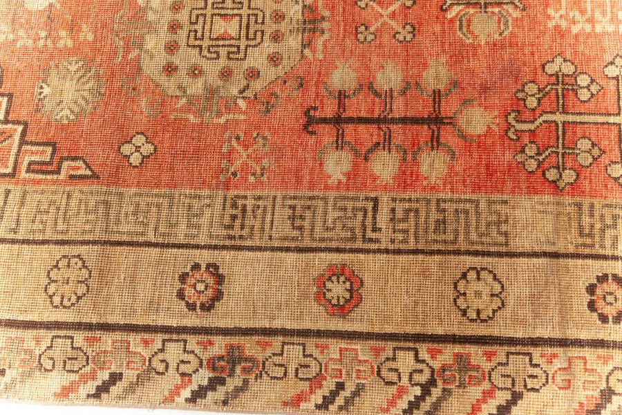 Midcentury Samarkand Red and Brown Handmade Wool Rug BB6416