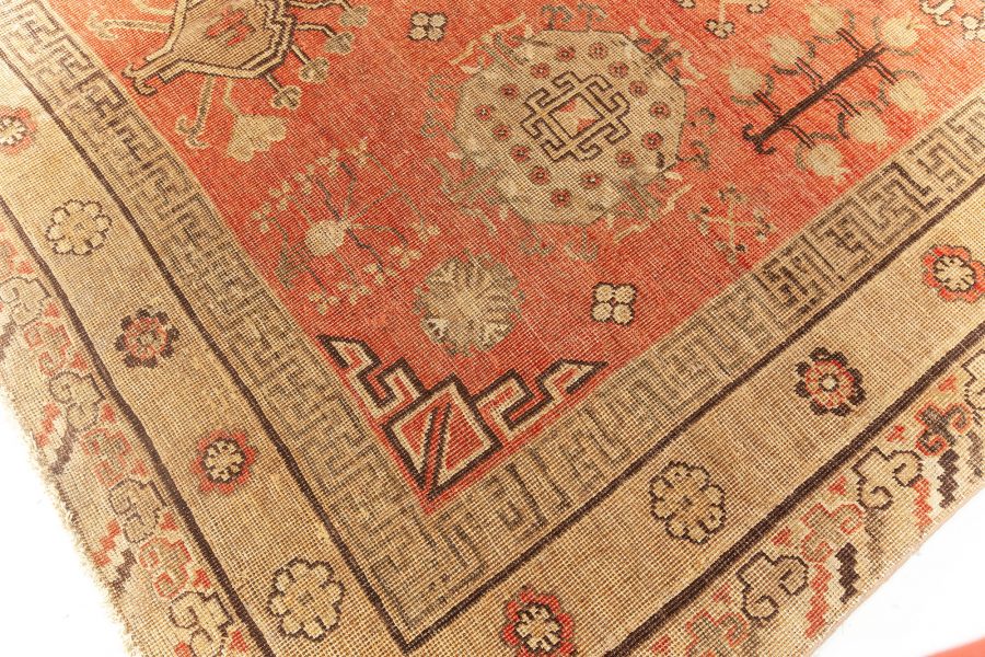 Midcentury Samarkand Red and Brown Handmade Wool Rug BB6416