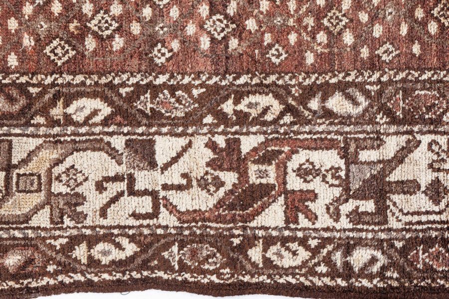 Antique Persian Malayer Chocolate Brown, Sandy Beige Hand Knotted Wool Rug BB6417
