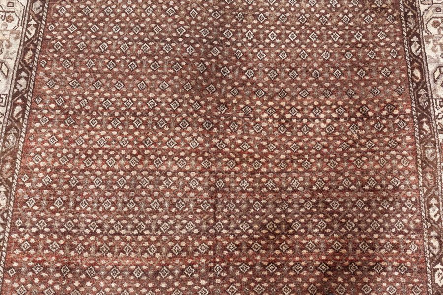 Antique Persian Malayer Chocolate Brown, Sandy Beige Hand Knotted Wool Rug BB6417
